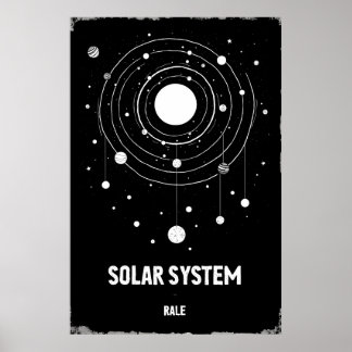 Abstrakt monokrom illustration av solsystemet poster
