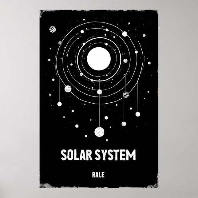 Abstrakt monokrom illustration av solsystemet poster (Framsidan)