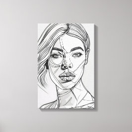 Abstrakt Monokrome Line Art Porträtt Canvastryck