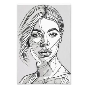 Abstrakt Monokrome Line Art Porträtt Fototryck