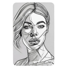 Abstrakt Monokrome Line Art Porträtt Magnet
