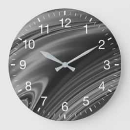 Abstrakt Monokrome Swirl Stor Klocka