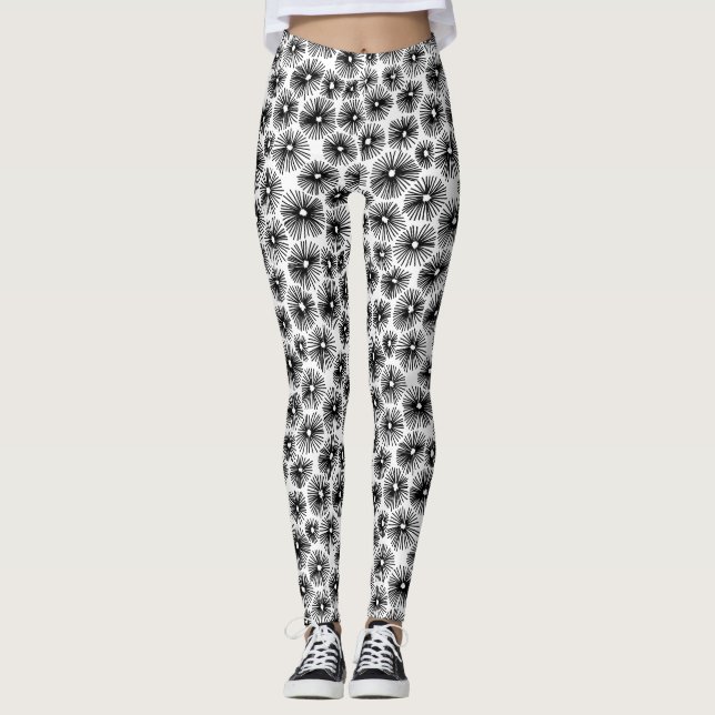 Abstrakt Mönster 101115 - Svart Leggings (Framsida)