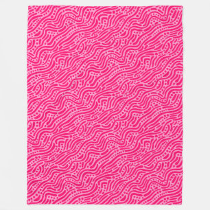 Abstrakt Mönster 110523 - Neon Red and Rosa Fleecefilt