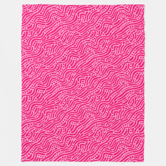 Abstrakt Mönster 110523 - Neon Red and Rosa Fleecefilt (Framsidan)