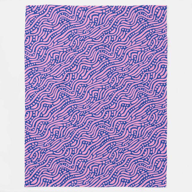 Abstrakt Mönster 110523 - Rosa och marinblått Fleecefilt (Framsidan)