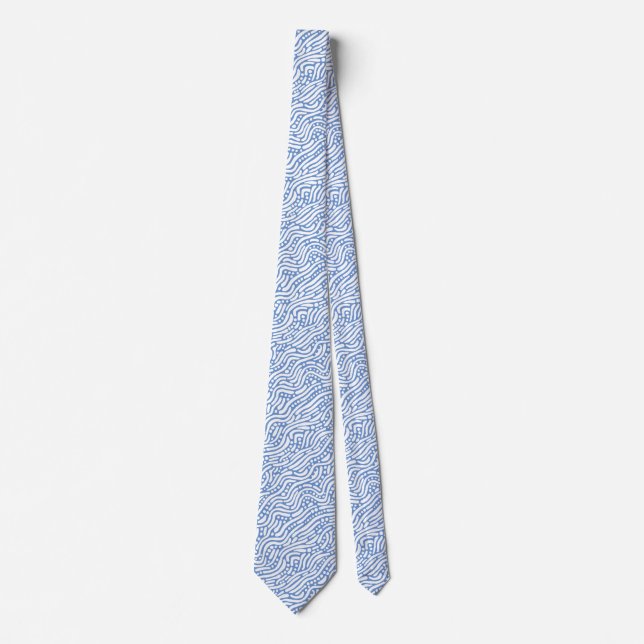 Abstrakt Mönster 110523 - Vit på Cornblomma Blue Slips (Framsida)