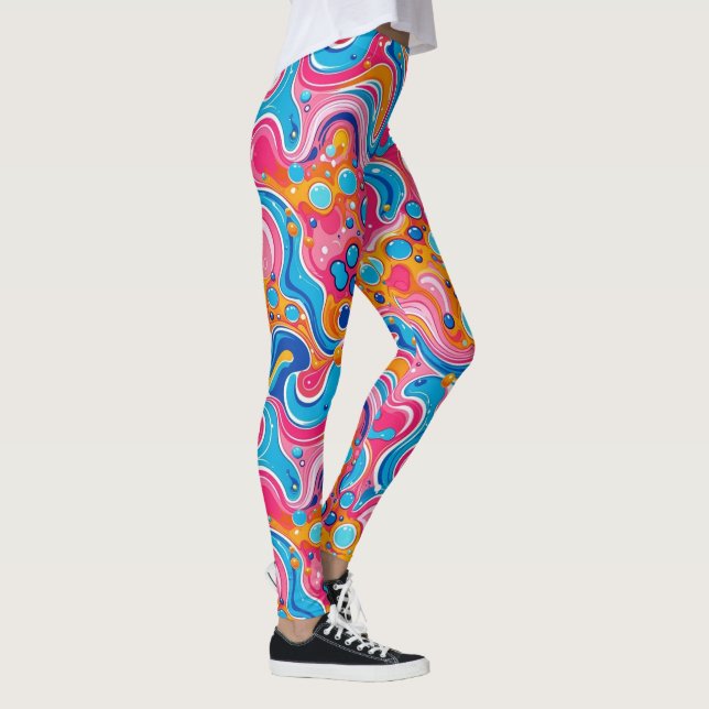 Abstrakt mönster 1194 in fluid art - Leggings (Höger)