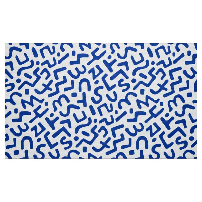 Abstrakt Mönster 170822 - Vit marinblått Tyg (Fat Quarter)
