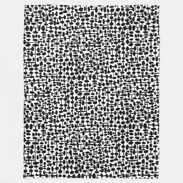 Abstrakt mönster 190621 Svartvit Fleecefilt (Framsidan)