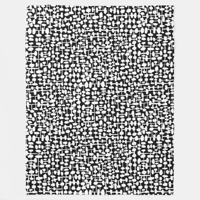 Abstrakt mönster 190621 Svartvit Ull Blan Fleecefilt (Framsidan)