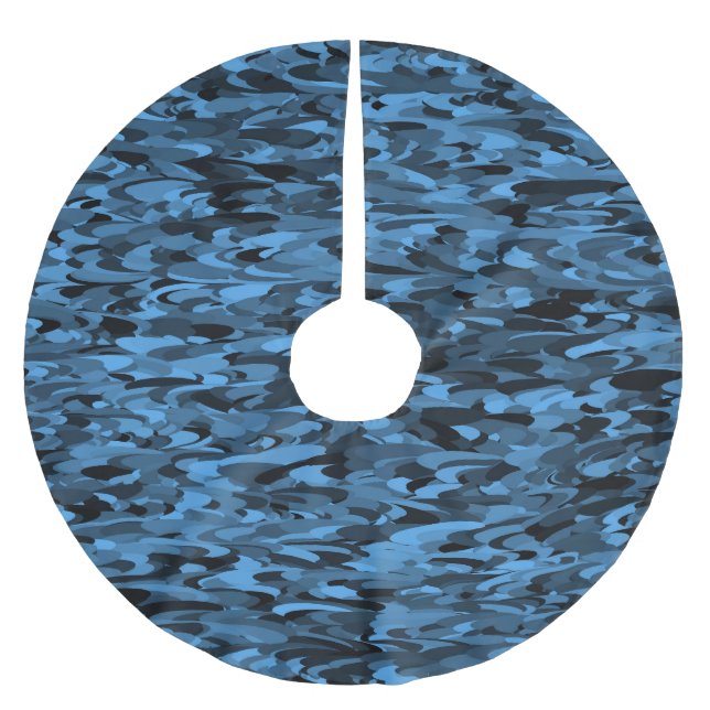 Abstrakt Mönster Blå Svart Julgransmatta Borstad Polyester (Framsidan)