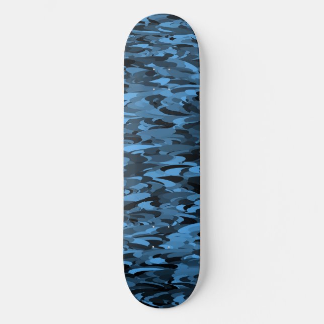 Abstrakt mönster blå svart mini skateboard bräda 18,5 cm (Framsida)