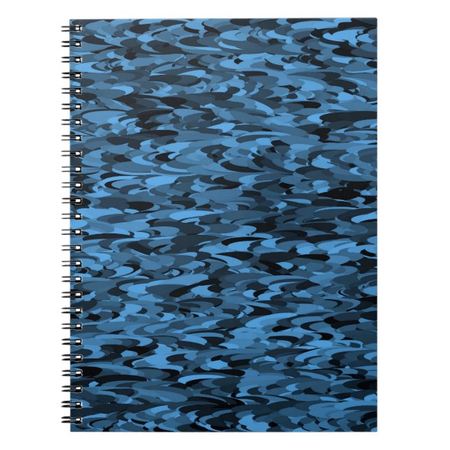 Abstrakt Mönster Blue Black Anteckningsbok (Framsidan)