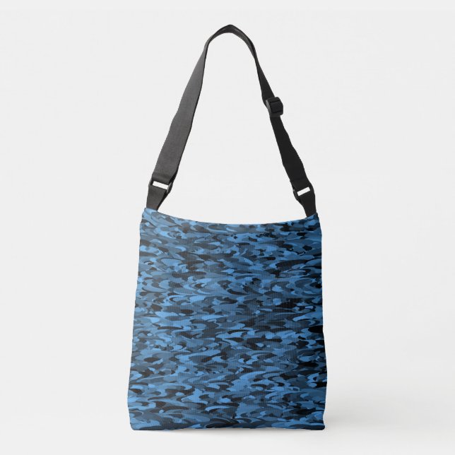 Abstrakt Mönster Blue Black Axelväska (Framsida)