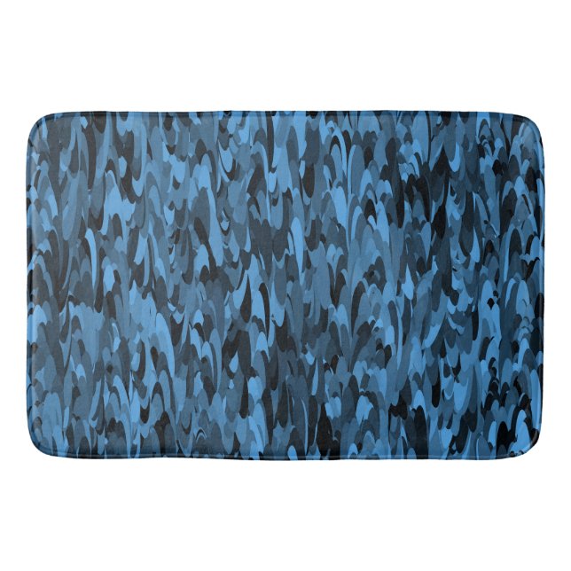 Abstrakt Mönster Blue Black Badrumsmatta (Framsidan)