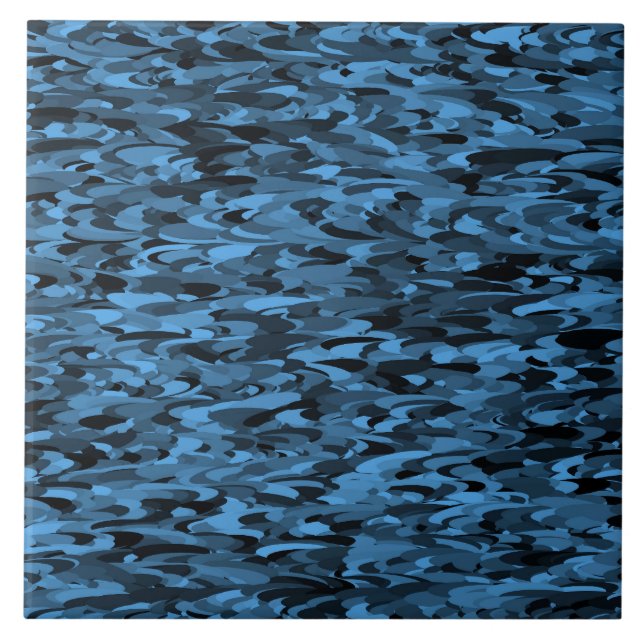 Abstrakt Mönster Blue Black Kakelplatta (Framsidan)