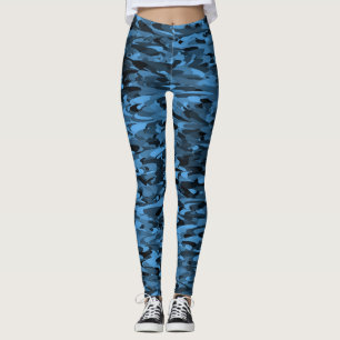 Abstrakt Mönster Blue Black Leggings