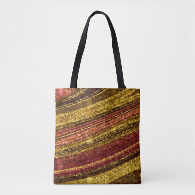 Abstrakt mönster,brunt och gult, struktur tygkasse (Framsida)