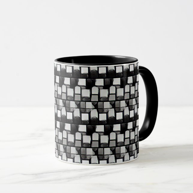 Abstrakt mönster design 1201 i grått-skuggor - Mug Mugg (Framsida höger)
