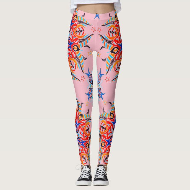 Abstrakt Mönster Design ( Blekens Rosa ) Leggings (Framsida)
