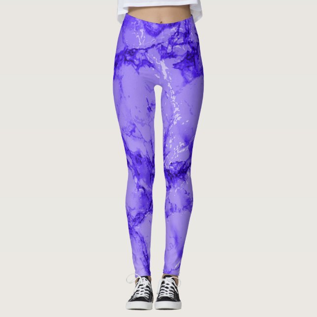 Abstrakt mönster för lilamarmordesign leggings (Framsida)