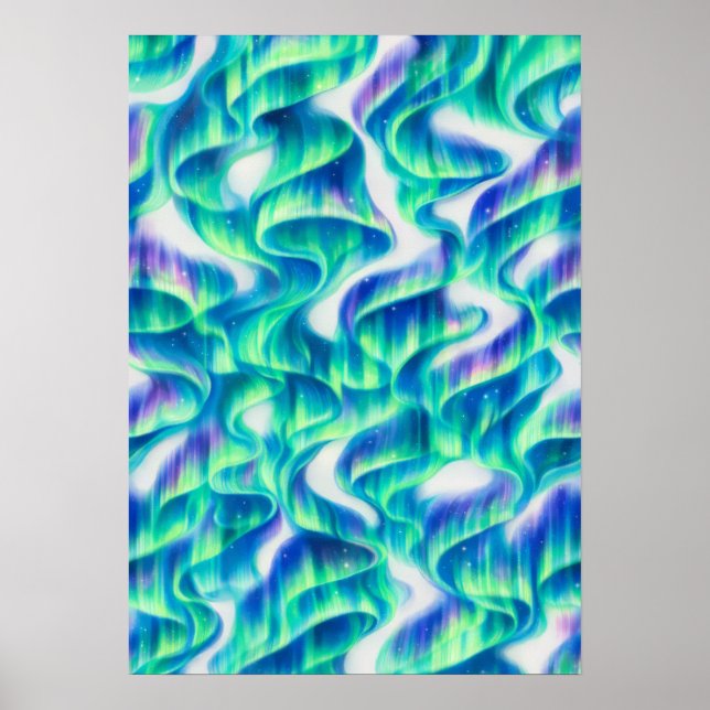 Abstrakt mönster för norrsken Aurora Borealis Poster (Framsidan)
