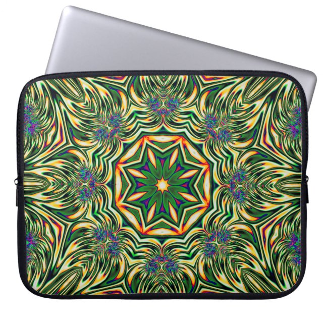 Abstrakt mönster för Psychedelic grönt för Laptop Sleeve (Framsidan)