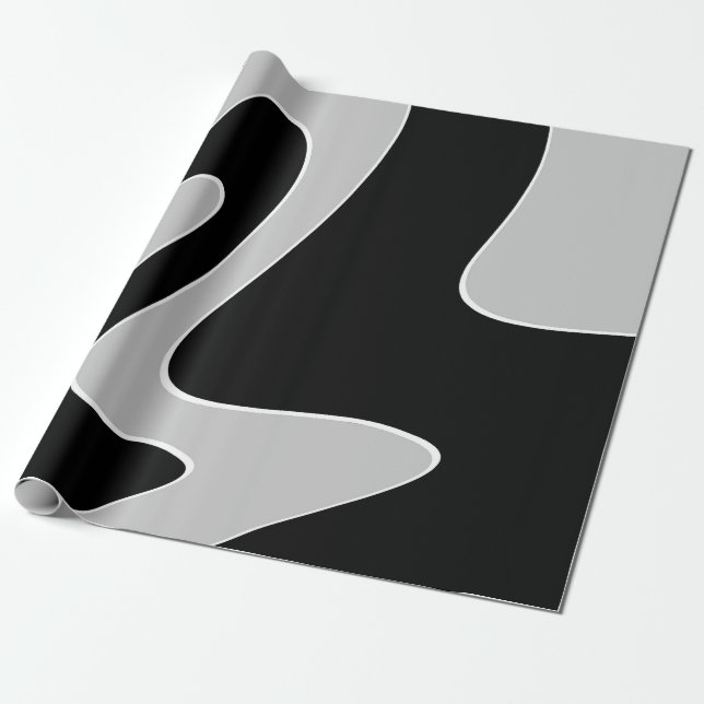 ABSTRAKT MÖNSTER - GRÅTT PRESENTPAPPER (Utrullad)