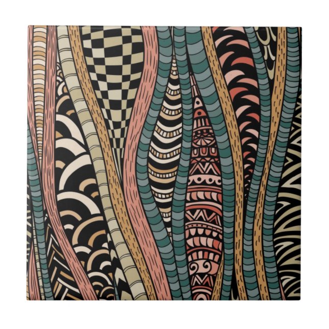 Abstrakt mönster i etnisk stil kakelplatta (Framsidan)