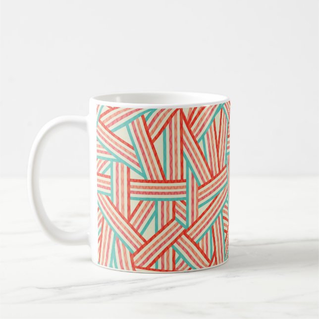 ABSTRAKT MÖNSTER i FÄRGAD RAND Kaffemugg (Vänster)