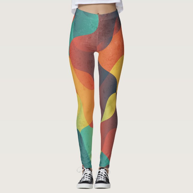 Abstrakt mönster i färglös vintage leggings (Framsida)