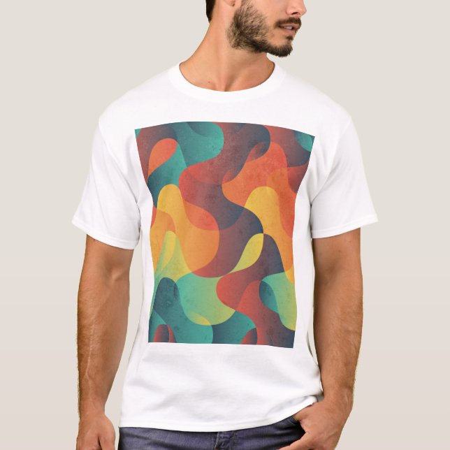 Abstrakt mönster i färglös vintage t shirt (Framsida)