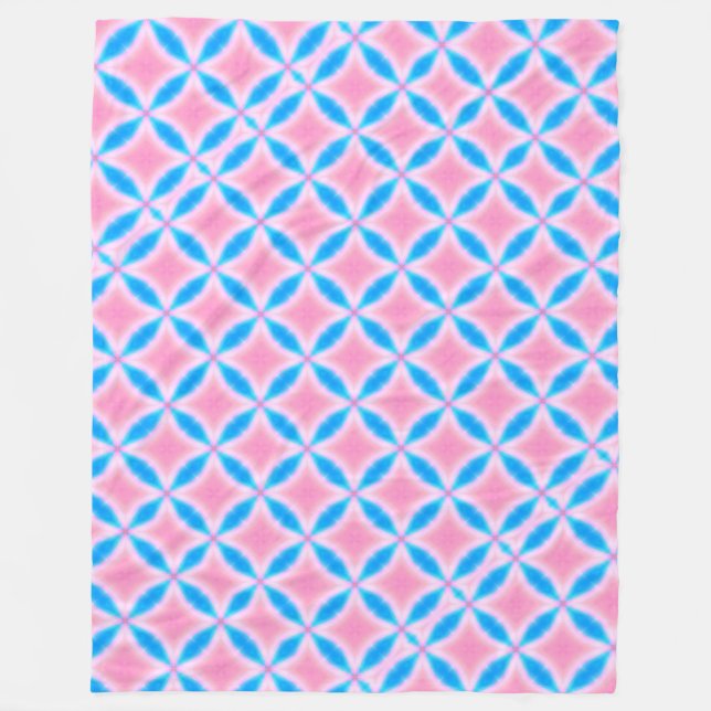 Abstrakt Mönster i Rosa och blåfyrkanter Fleecefilt (Framsidan)