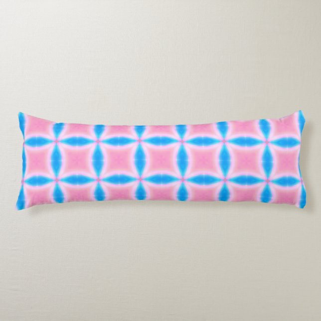 Abstrakt Mönster i Rosa och blåfyrkanter Kroppskudde (Framsidan)