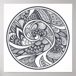 Abstrakt Mönster i Zen-Doodle Stil 2 Poster