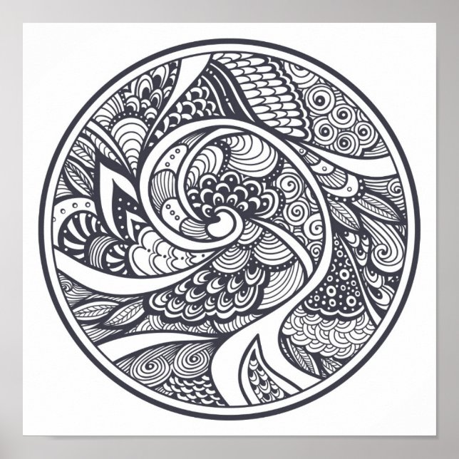 Abstrakt Mönster i Zen-Doodle Stil 2 Poster (Framsidan)