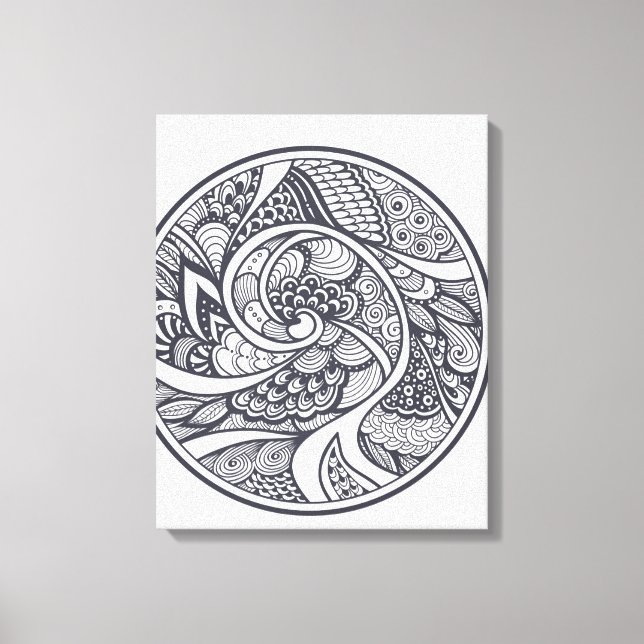 Abstrakt Mönster i Zen-Doodle Stil 6 Canvastryck (Framsida)