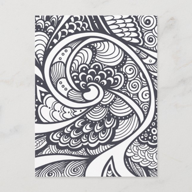 Abstrakt Mönster i Zen-Doodle Stil Vykort (Framsida)