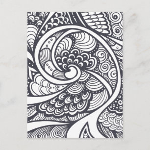 Abstrakt Mönster i Zen-Doodle Stil Vykort