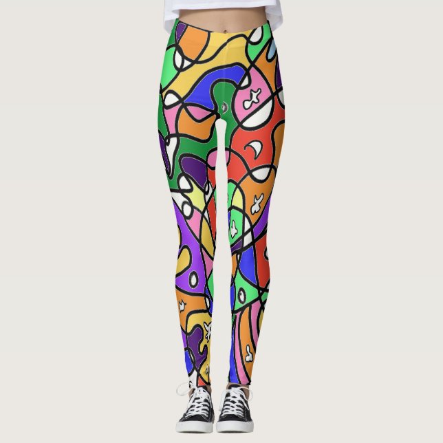  Abstrakt  Mönster  Leggings (Framsida)