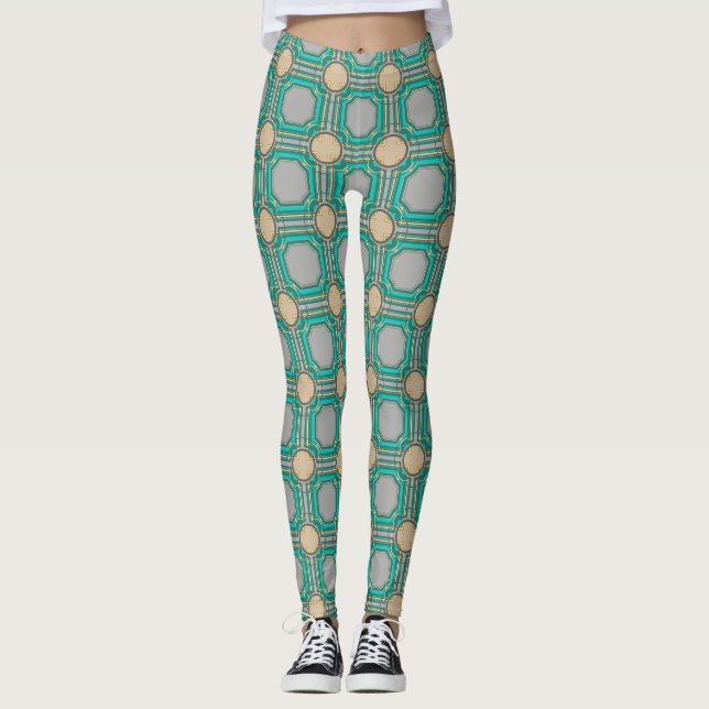 abstrakt mönster leggings (Framsida)