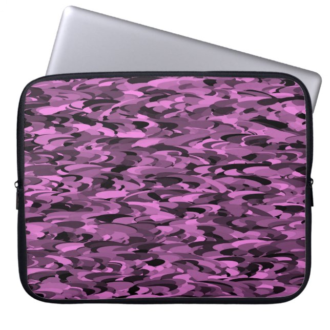 Abstrakt Mönster Lila Black Laptop Fodral (Framsidan)
