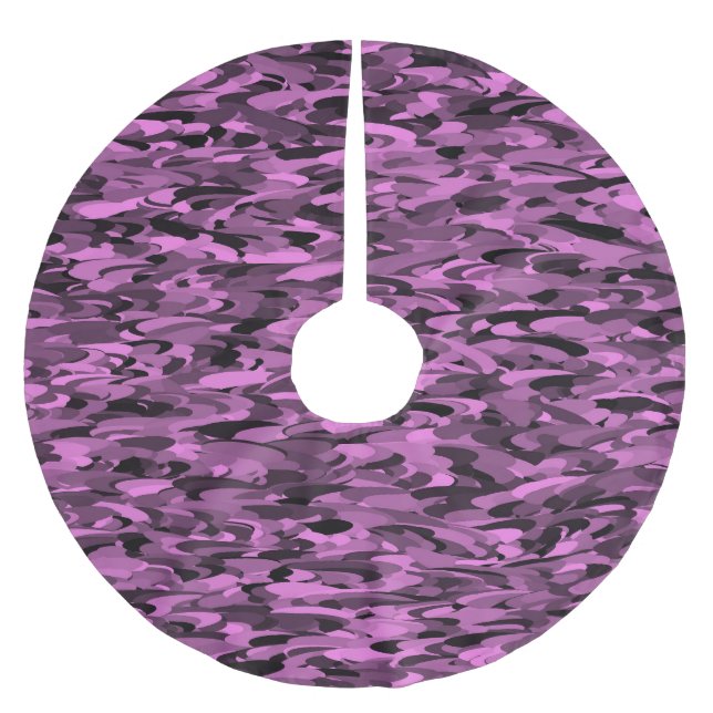 Abstrakt mönster lila svart julgransmatta borstad polyester (Framsidan)