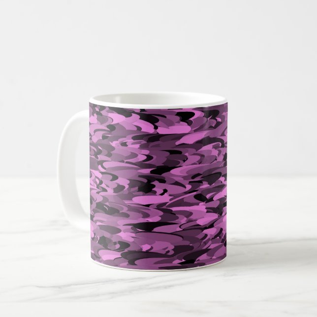 Abstrakt mönster lila svart kaffemugg (Framsida vänster)