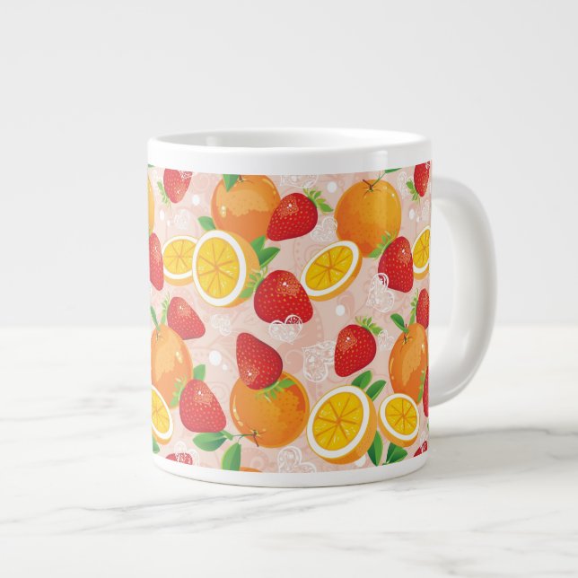 Abstrakt mönster med jordgubbar jumbo mugg (Framsida höger)