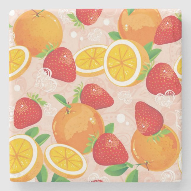 Abstrakt mönster med jordgubben underlägg sten (Framsidan)