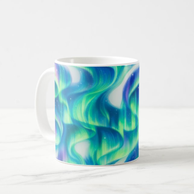 Abstrakt mönster med norrsken kaffemugg (Framsida vänster)