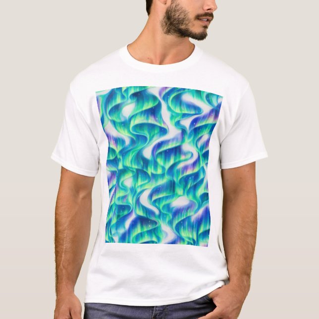Abstrakt mönster med norrsken t shirt (Framsida)