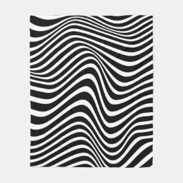 Abstrakt mönster med svart och vitt vågigt linjer fleecefilt
